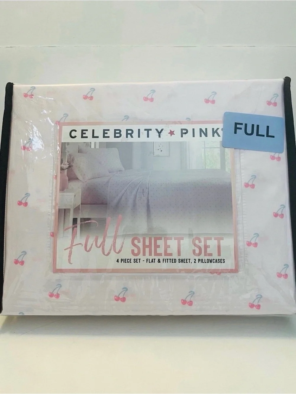 Celebrity Pink Full Size Sheet Set Soft Pink with Cherries